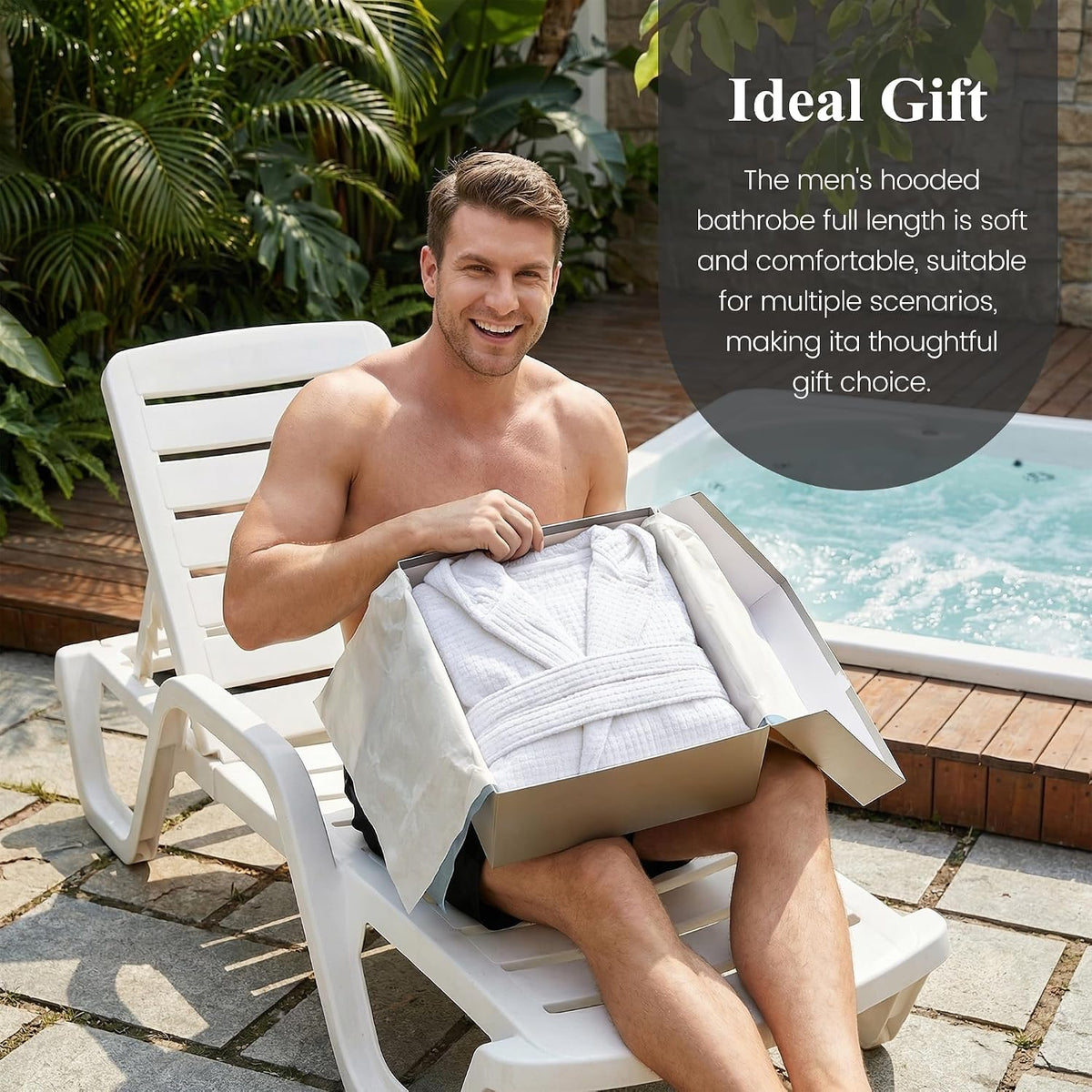 PJGGZ Bathrobes for Men Full Length - Soft Absorbent Long Towel Robes with Hood (Available for Big and Tall)