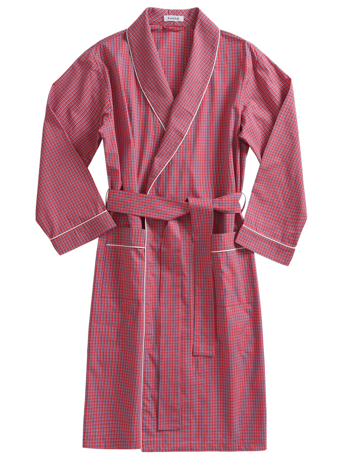 Men's Cotton Plaid Robe Lightweight Bathrobe with Pockets
