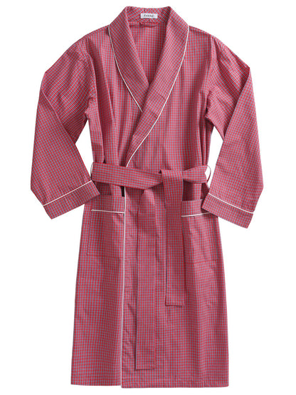 Men's Cotton Plaid Robe Lightweight Bathrobe with Pockets