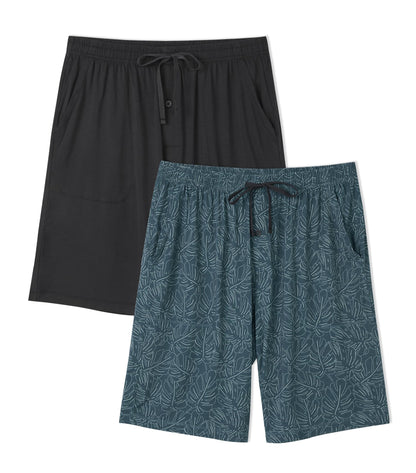 DAVID ARCHY Cloud-Soft Mens Pajama Shorts, 2 Pack Sleep Shorts