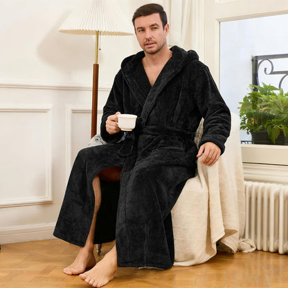U2SKIIN Mens Robe with Hood, Full Length Thick Plush Big & Tall Bathrobe