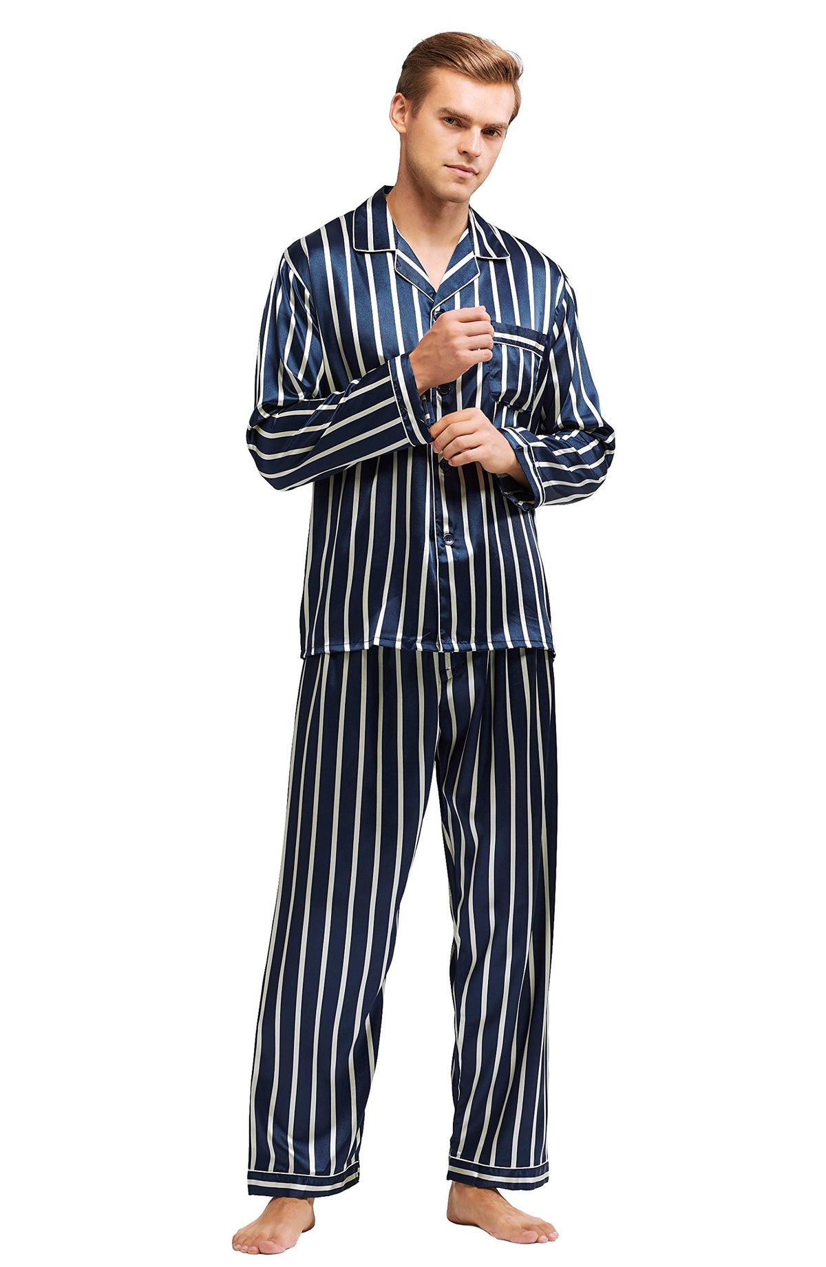 TONY & CANDICE Men's Classic Satin Pajama Set Sleepwear