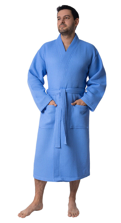 BAGNO MILANO 100% Turkish Cotton Waffle Men's Bathrobe, Soft Spa & Hotel