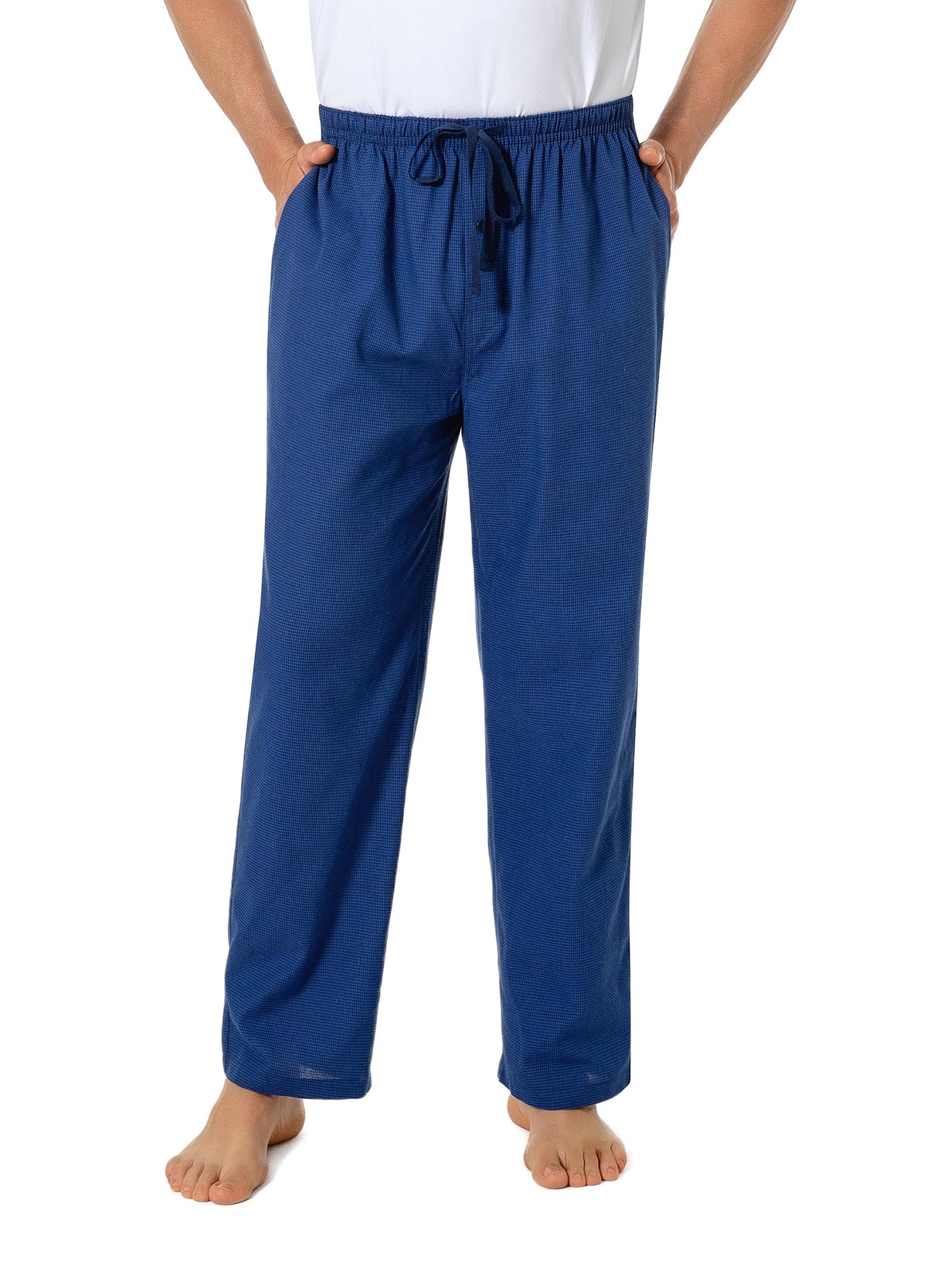 Jveyvth Mens Pajama Pants 100% Cotton Plaid Sleep & Lounge Pants, PJ Bottoms with Pockets and Button Fly
