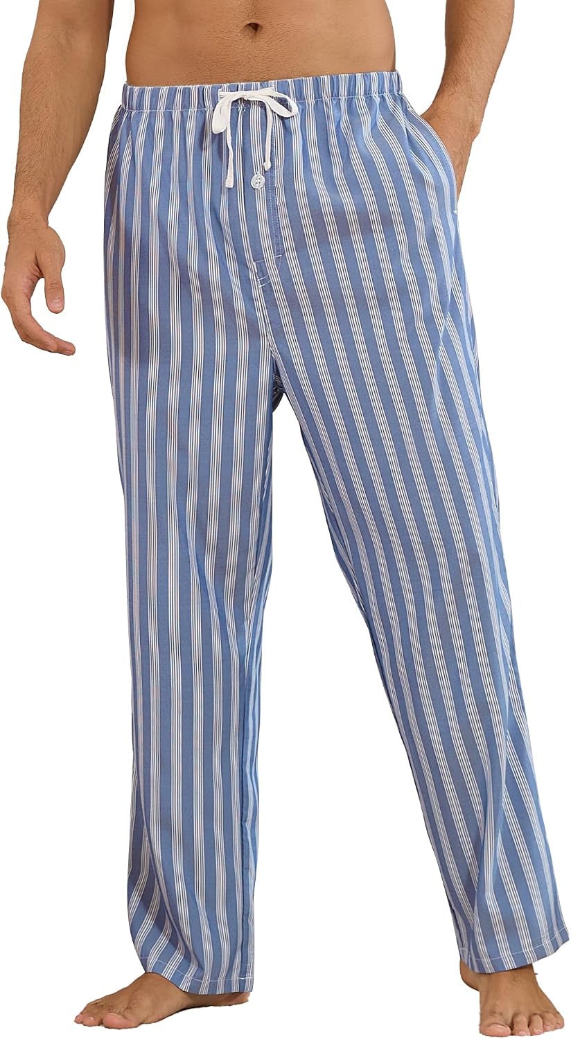Vulcanodon Men Striped Pajama Pant Cozy Lightweight Lounge Pj Bottom