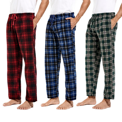 DG Hill 1Pack or 3Pack Mens PJ Pajama Pants Bottoms Fleece Lounge Pants Sleepwear Plaid PJs with Pockets Microfleece