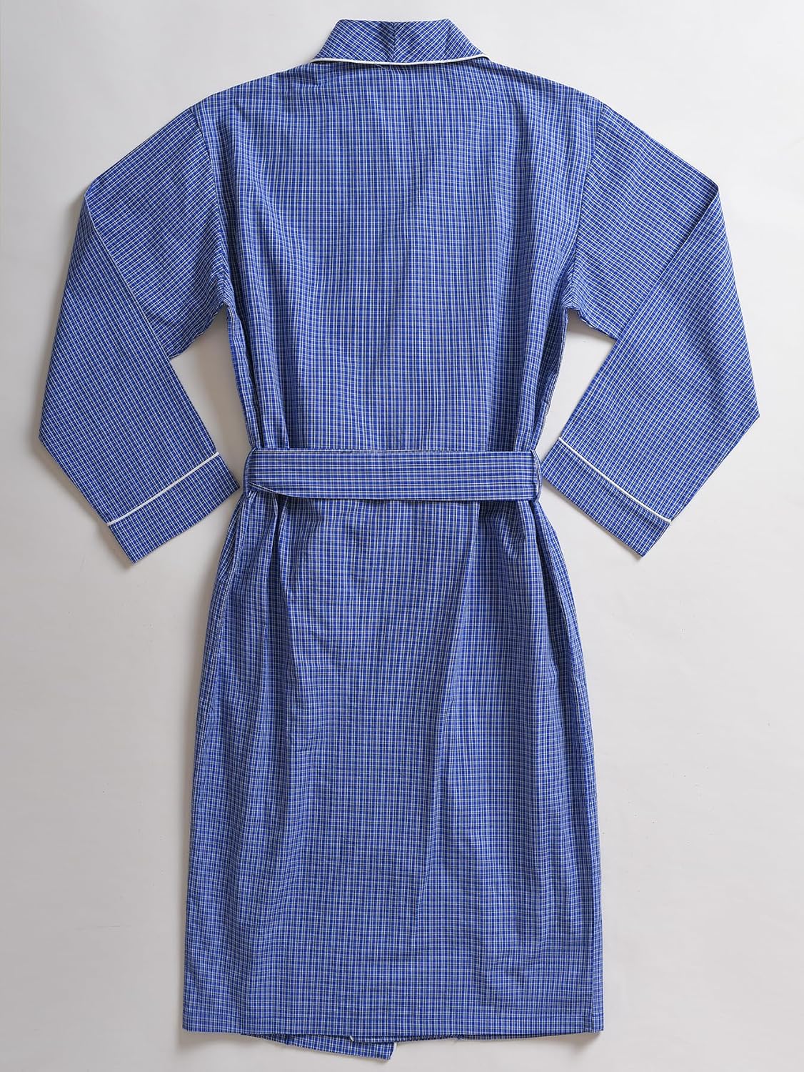 Men's Cotton Plaid Robe Lightweight Bathrobe with Pockets
