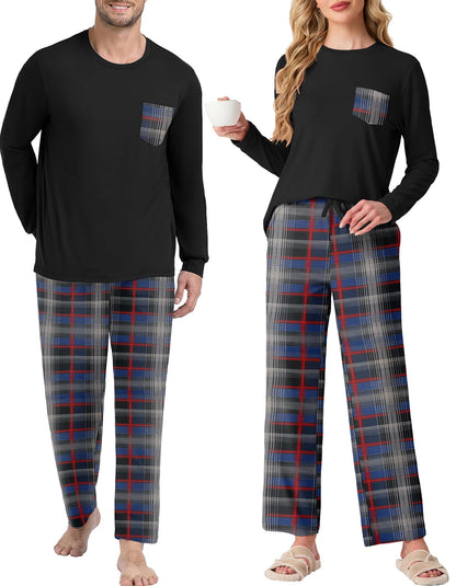 PrinStory Men's Pajama Sets Loungewear Sleepwear Pjs Lightweight Long Sleeve Shirts and Bottoms Soft Comfy Sleep Sets S-4XL