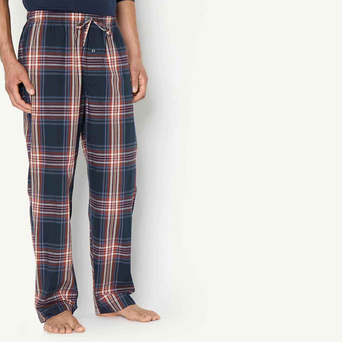 Amazon Essentials Men's Cotton Poplin Straight-Fit Pajama Pants with Pockets, Elastic Waist, Drawstring
