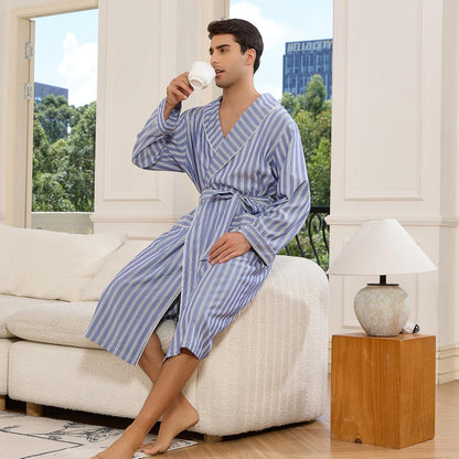 Vulcanodon Mens Robe, Lightweight Breathable Kimono Bathrobe, Soft Sleepwear