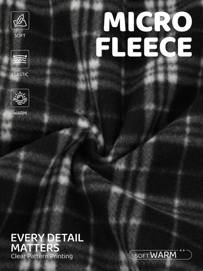 3 Pack Mens Pajama Pants Microfleece Plaid Sleep Lounge PJ Bottoms