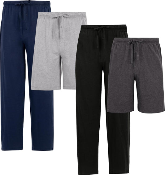Fruit of the Loom Men's Sleep Pajama Pants and Shorts, 4-pack