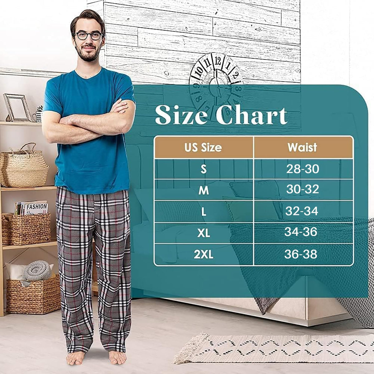 Active Club 3 Pack Mens Fleece Pajama Pants - Plaid Lounge (S- 3X)