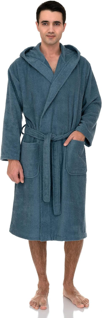 TowelSelections Mens Hooded Robe Cotton Terry Cloth Towel Bathrobe Soft Shower Bath Robes for Men XS to 4X