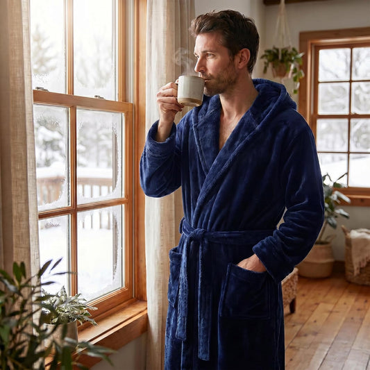 U2SKIIN Mens Hooded Robe, Plush Robes for Men Long Fleece Bathrobe