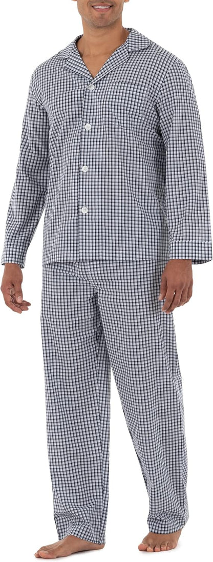 Fruit of the Loom Men's Long Sleeve Broadcloth Pajama Set