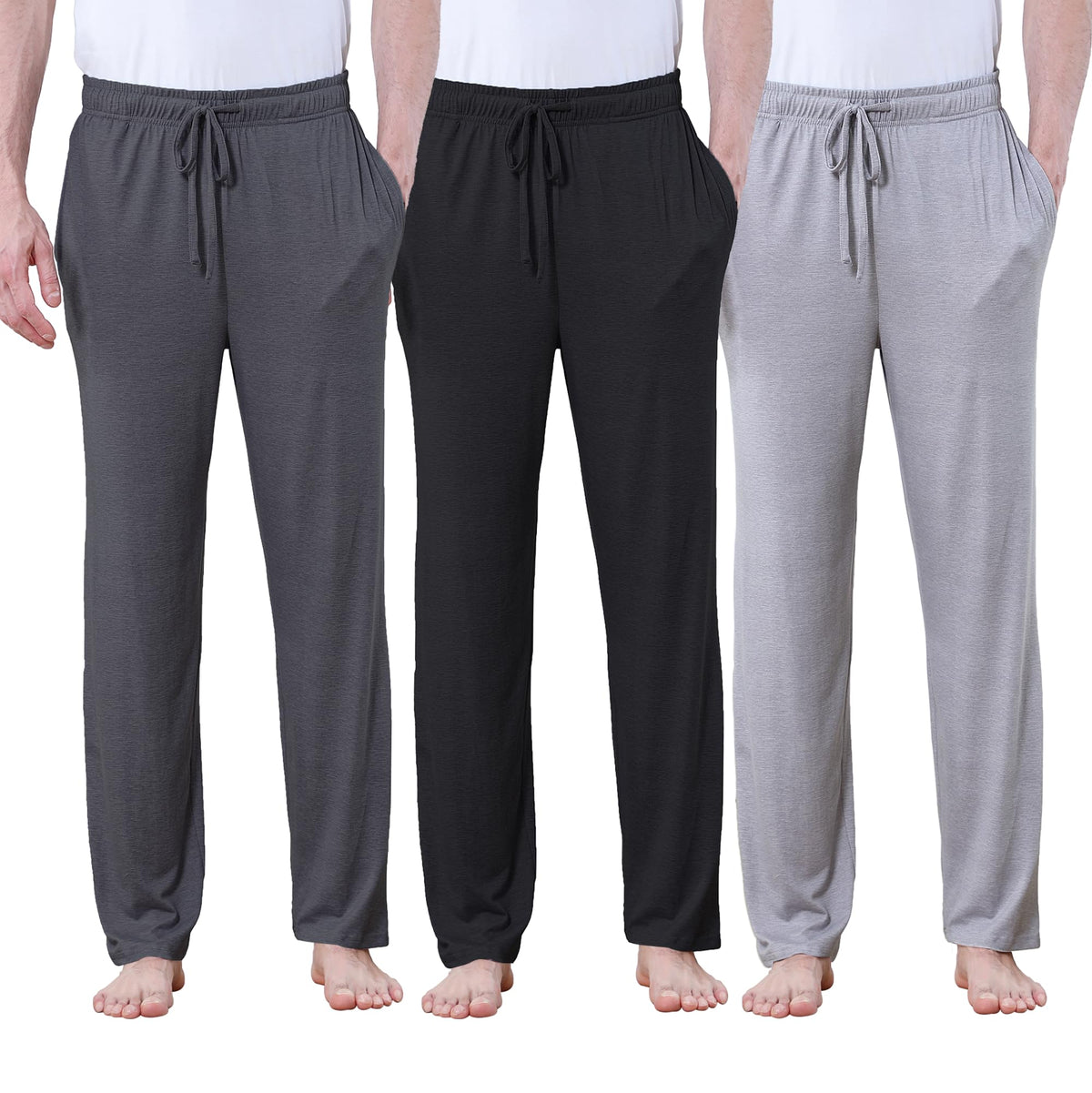 DITOK Men's Lightweight Pajama Pants Soft Lounge Sleep Joggers Adjustable Drawstring & Pockets All-Season Sleepwear