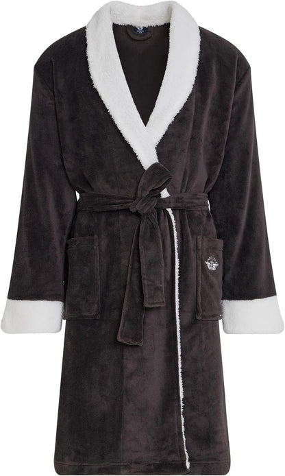 DOCKERS Mens Bath Robe for Men Plush Sherpa Shower Robe with Pockets