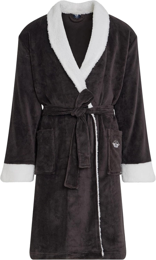 DOCKERS Mens Bath Robe for Men Plush Sherpa Shower Robe with Pockets
