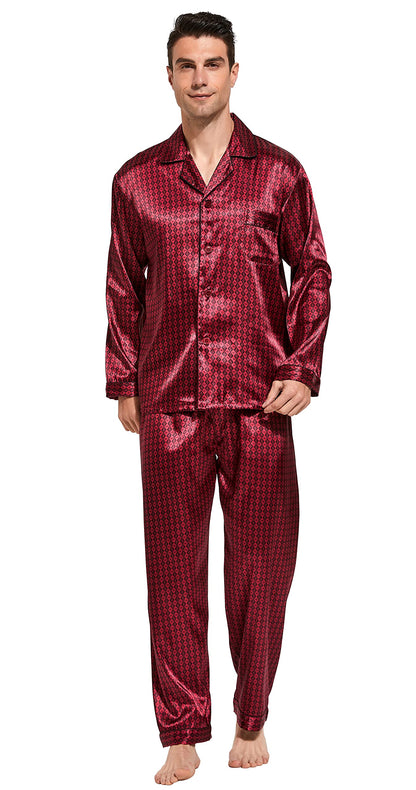 TONY & CANDICE Men's Classic Satin Pajama Set Sleepwear
