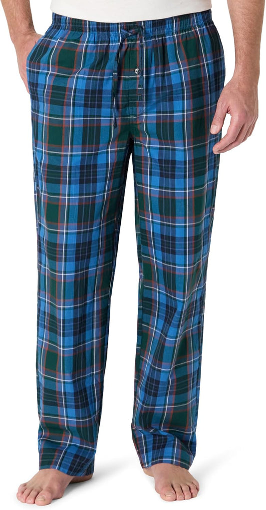 Amazon Essentials Men's Cotton Poplin Straight-Fit Pajama Pants with Pockets, Elastic Waist, Drawstring
