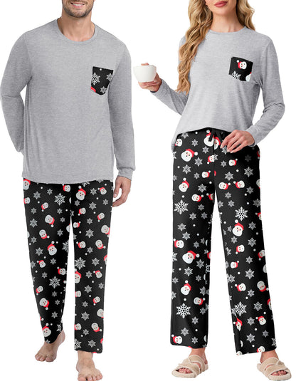 PrinStory Men's Pajama Sets Loungewear Sleepwear Pjs Lightweight Long Sleeve Shirts and Bottoms Soft Comfy Sleep Sets S-4XL