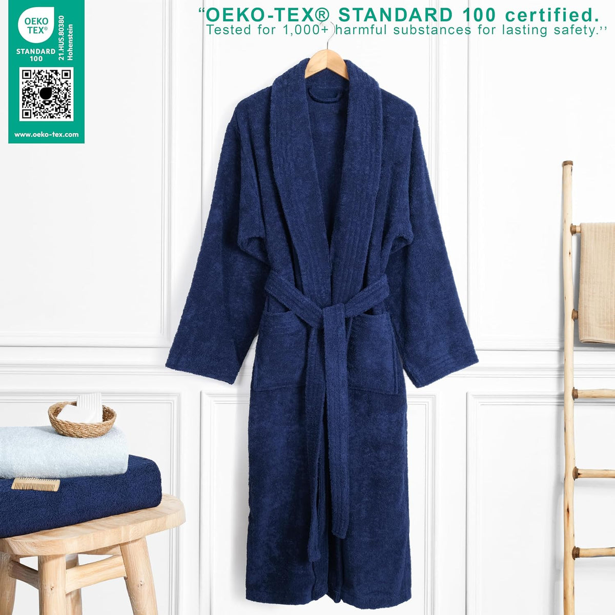 American Soft Linen Men’s 100% Cotton Terry Bathrobe – Soft, Absorbent, Quick Dry Turkish Robe for Men