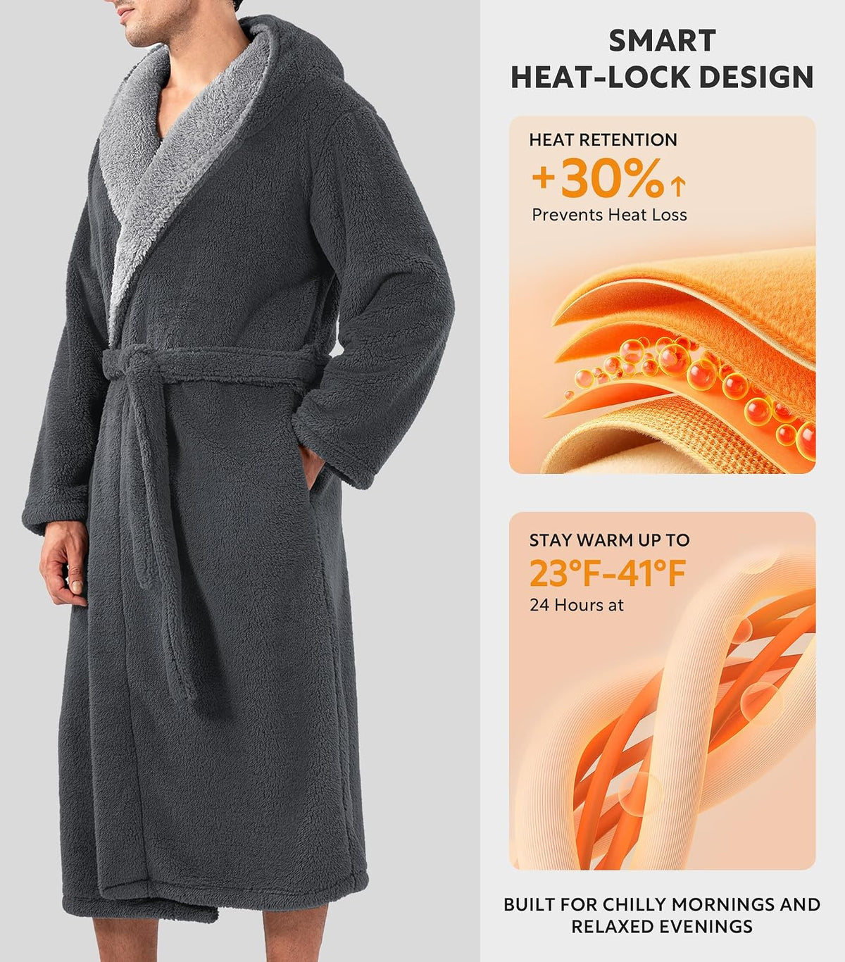 DAVID ARCHY Men's Robe Full Length Long Bathrobe