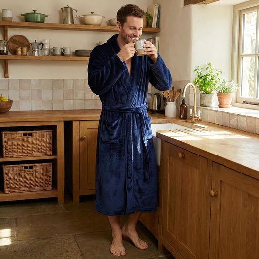 U2SKIIN Mens Robe Plush Flannel Bathrobe for Men Shawl Collar