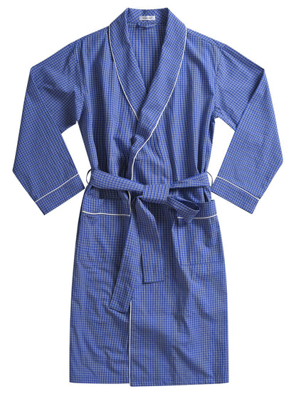 Men's Cotton Plaid Robe Lightweight Bathrobe with Pockets