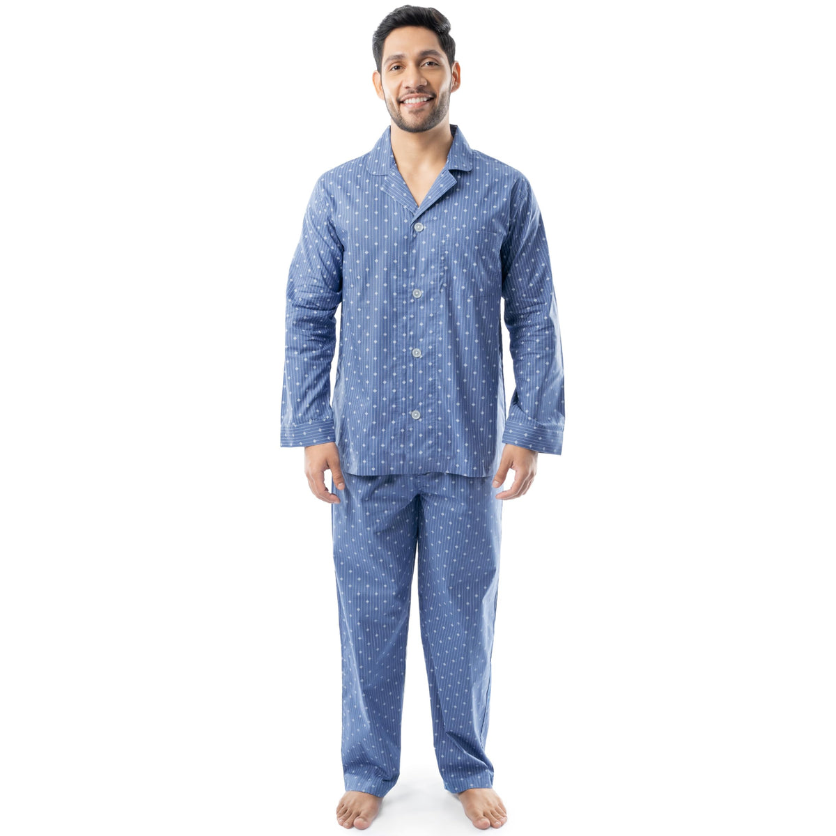 Fruit of the Loom Men's Long Sleeve Broadcloth Pajama Set
