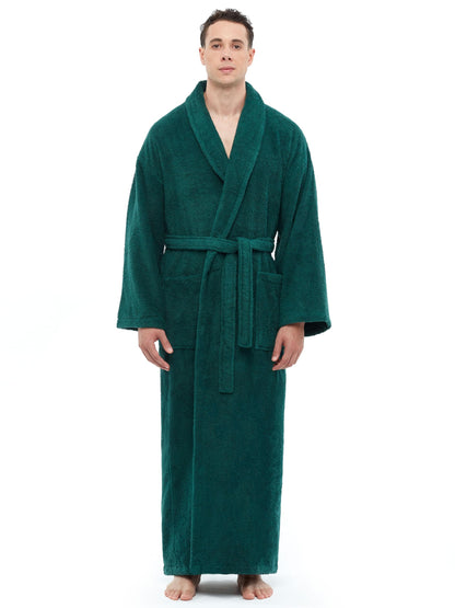 Arus Men's Shawl Collar Robe, Turkish Terry Cotton Bathrobe with Regular and Full Length Options