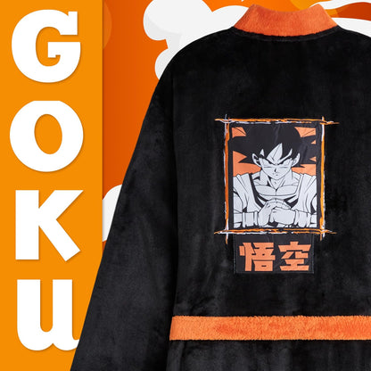Dragon Ball Z Fleece Robe for Men, Teens, Warm Bathrobe, Cozy Robe Plush House Coat, Goku Anime Gifts for Men