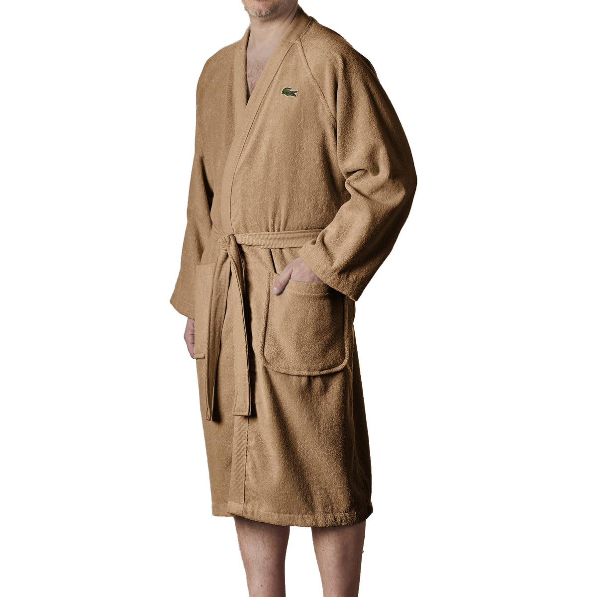 Lacoste Classic Pique Cotton Terry Bath Robe, Unisex, One Size,