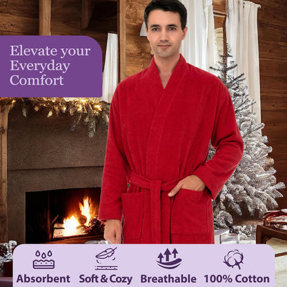 TowelSelections Mens Robe 100% Cotton Terry Cloth Shower Bathrobe Spa Towel Bath Robes for Men
