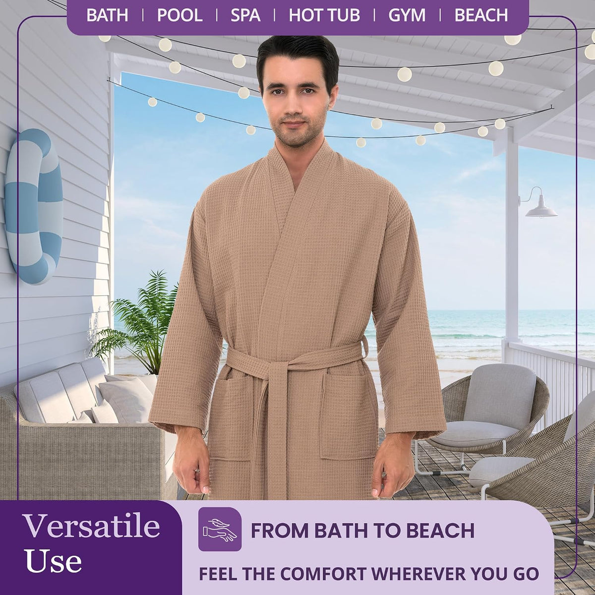 TowelSelections Mens Robe Waffle Spa Bathrobe Soft Shower Bath Robe for Men