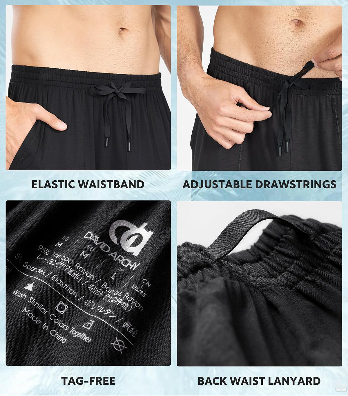 DAVID ARCHY Cloud-Soft Mens Pajama Shorts, 2 Pack Sleep Shorts