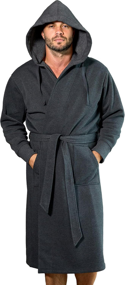 Alexander Del Rossa Men's Long Sleeve Hooded Sweatshirt Robe, Mens Bathrobe