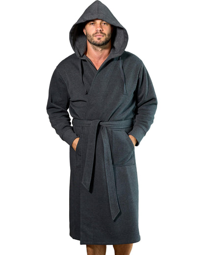 Alexander Del Rossa Men's Long Sleeve Hooded Sweatshirt Robe, Mens Bathrobe