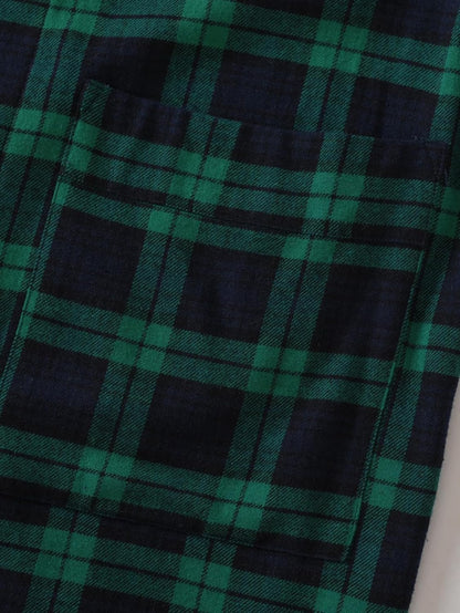 Latuza Men's Cotton Flannel Long Robe Full Length Plaid Bathrobe