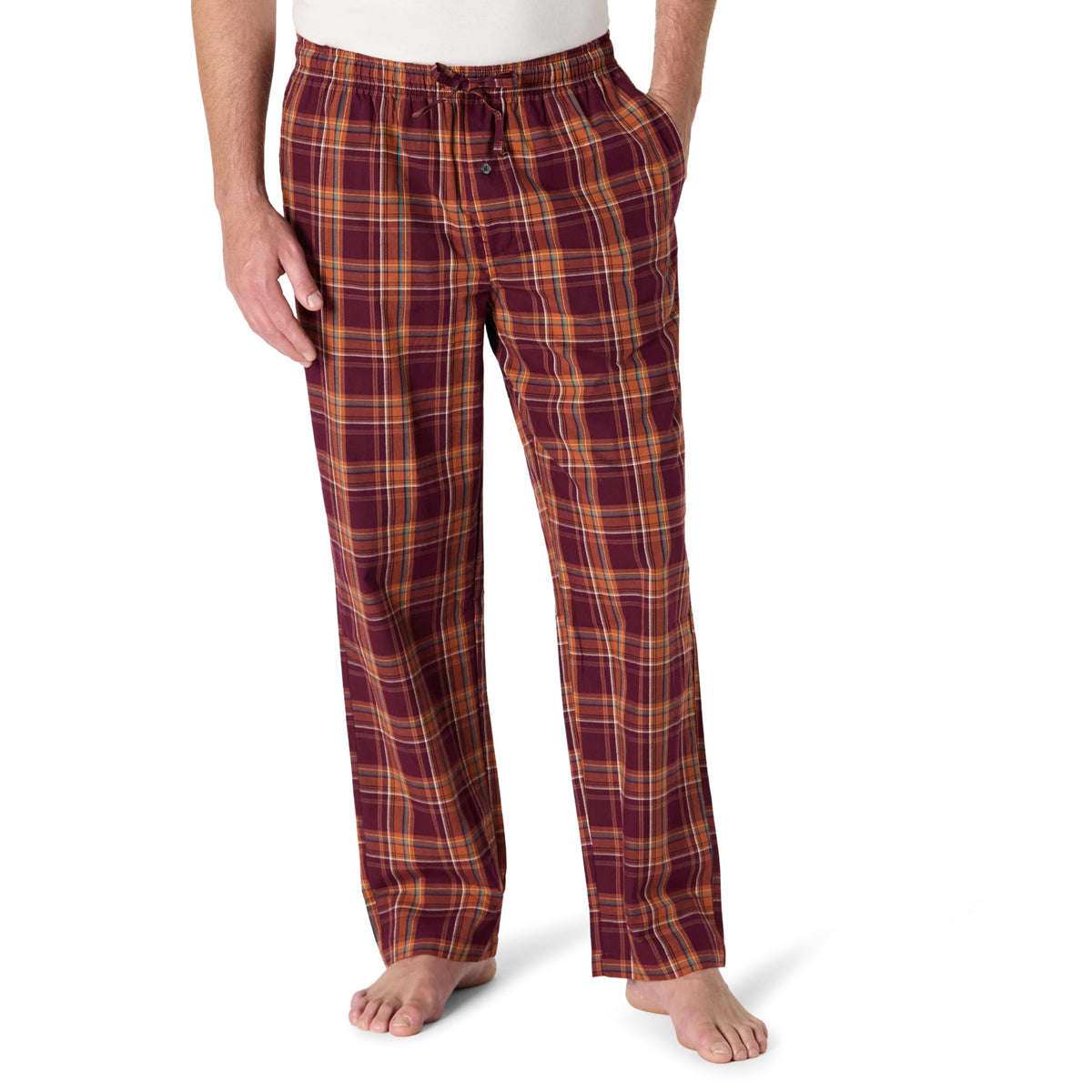 Amazon Essentials Men's Cotton Poplin Straight-Fit Pajama Pants with Pockets, Elastic Waist, Drawstring