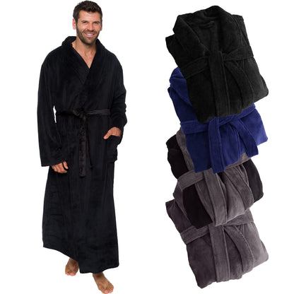 Ross Michaels Mens Robe Big & Tall - Long Plush Shawl Collar Fleece Bathrobe