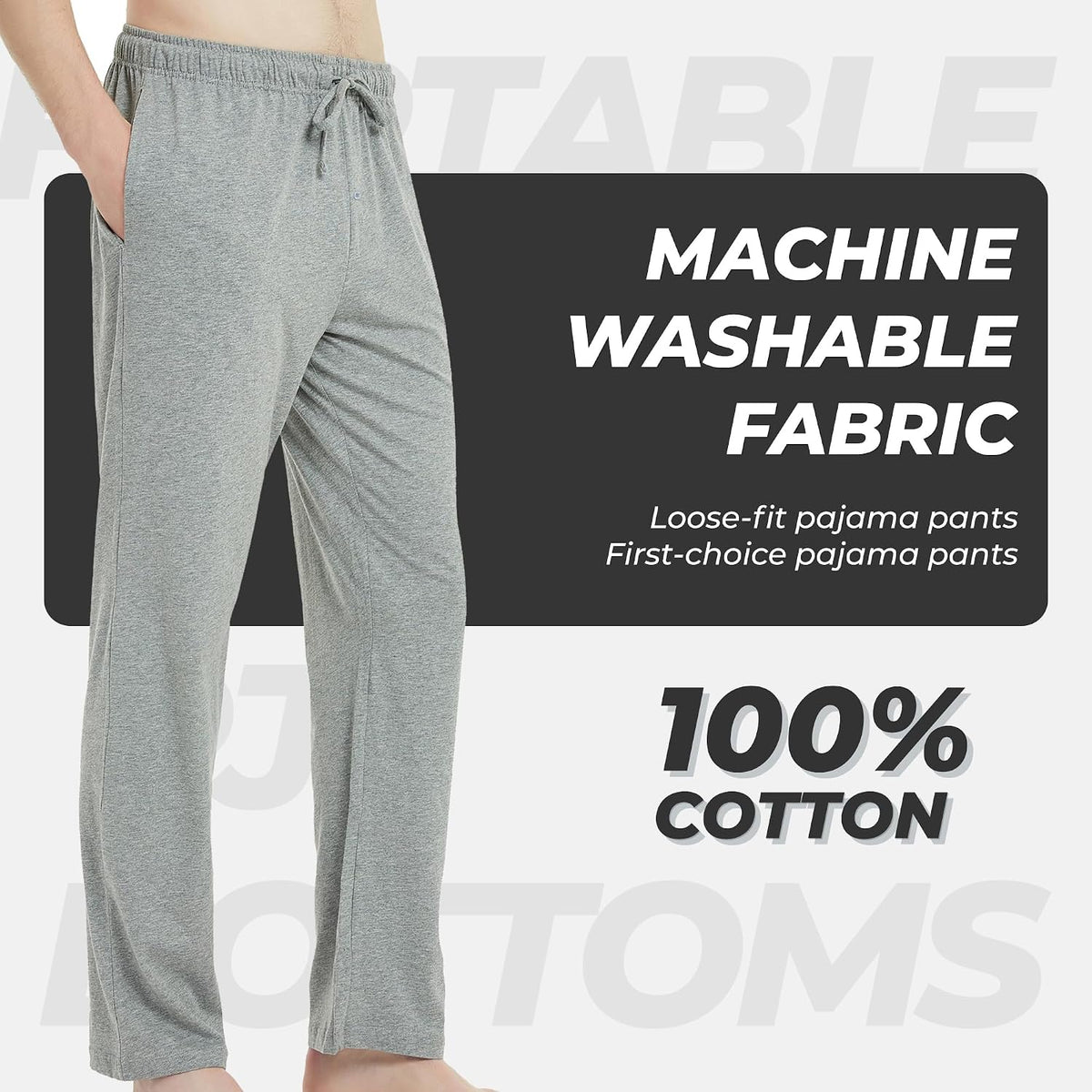 U2SKIIN 2 Pack Men Cotton Pajama Pants Soft Lightweight Pj Bottoms