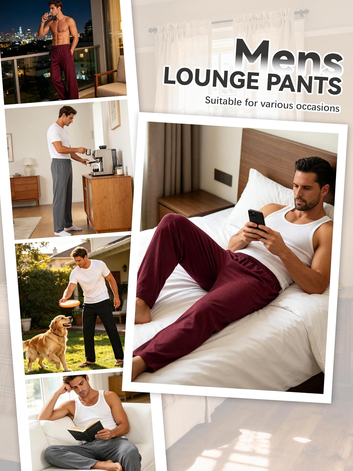 3 Pack Mens Pajama Pants Ultra Soft Comfy Loungewear Sleepwear