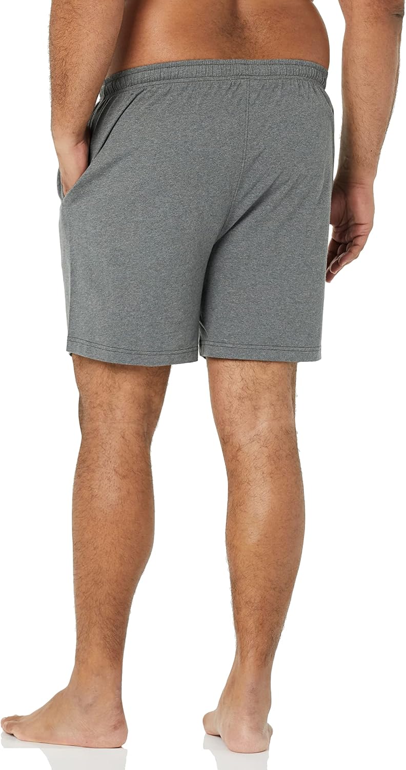 Amazon Essentials Men's 7" Cotton Knit Sleep Shorts, Loungewear Pajama Shorts with Drawstring, Elastic Waistband, Pack of 2