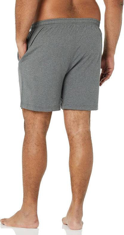 Amazon Essentials Men's 7" Cotton Knit Sleep Shorts, Loungewear Pajama Shorts with Drawstring, Elastic Waistband, Pack of 2