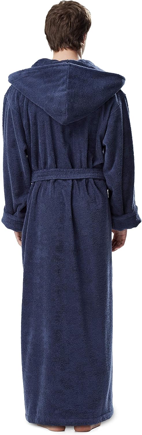 Arus Men's Hood'n Full Ankle Length Hooded Turkish Cotton Bathrobe