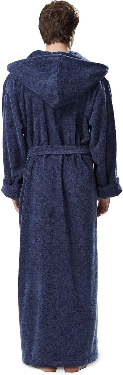 Arus Men's Hood'n Full Ankle Length Hooded Turkish Cotton Bathrobe