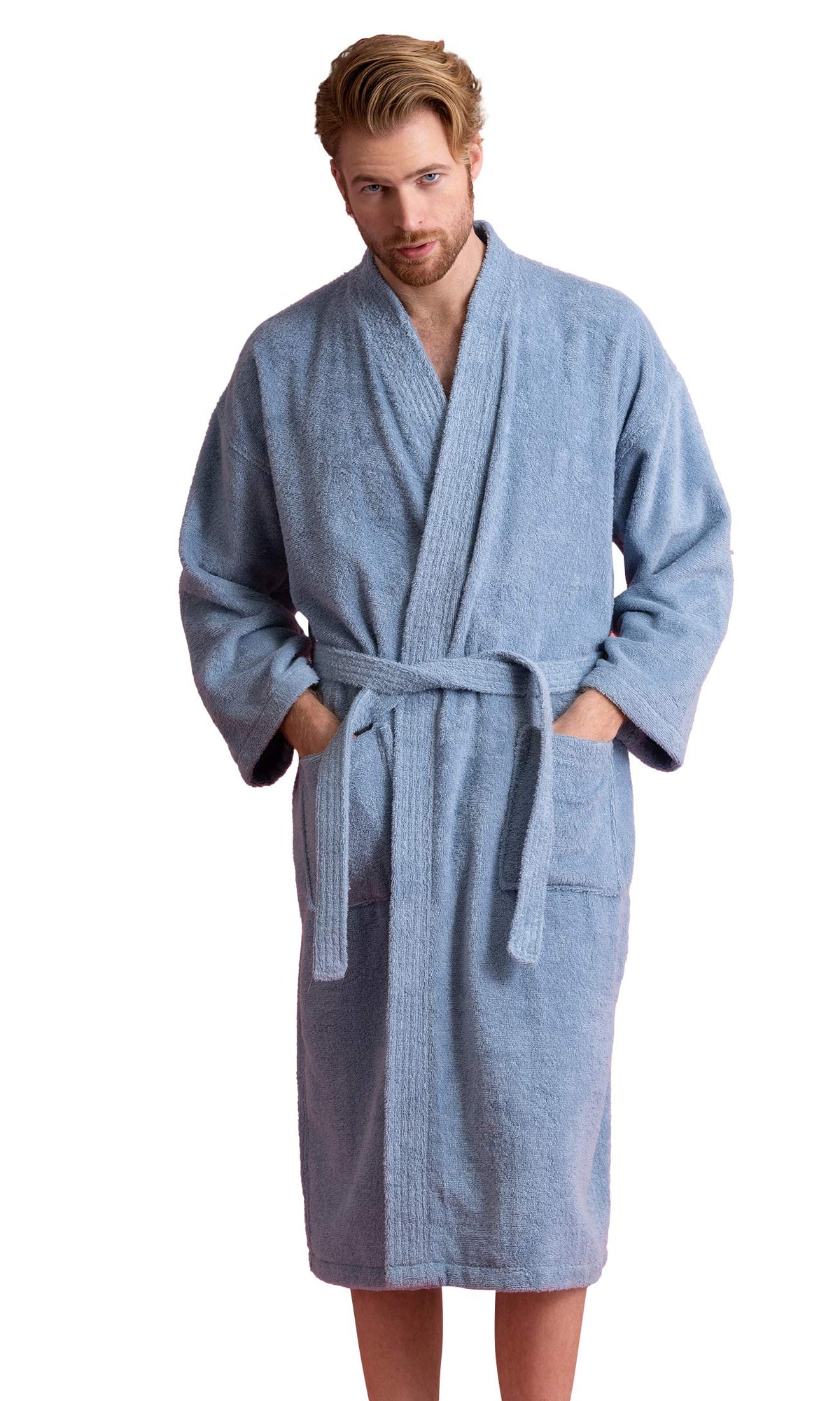 Men's Kimono Bathrobe, 100% Turkish Cotton Terry, Absorbent