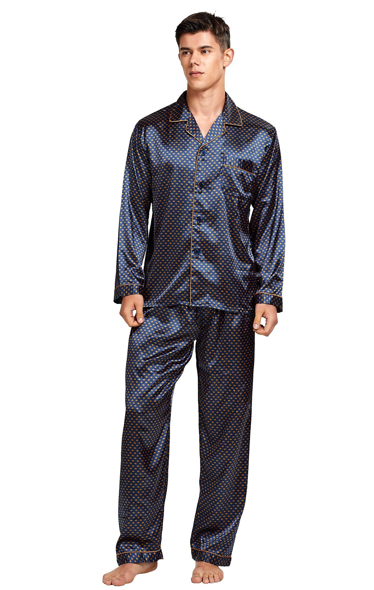 TONY & CANDICE Men's Classic Satin Pajama Set Sleepwear